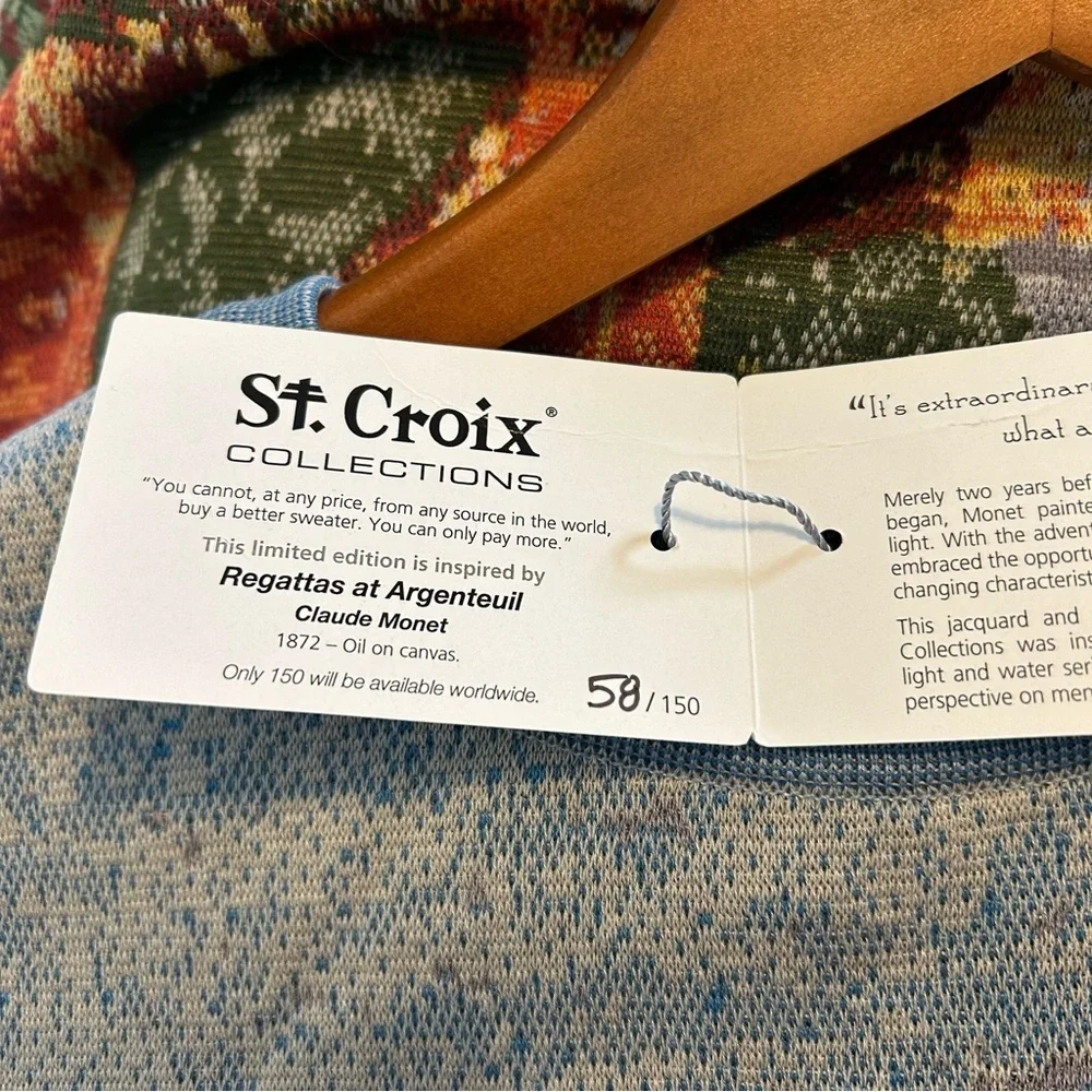 St. Croix Collections Monet Sailboats Sweater L Limited Edition 50/150 NWT